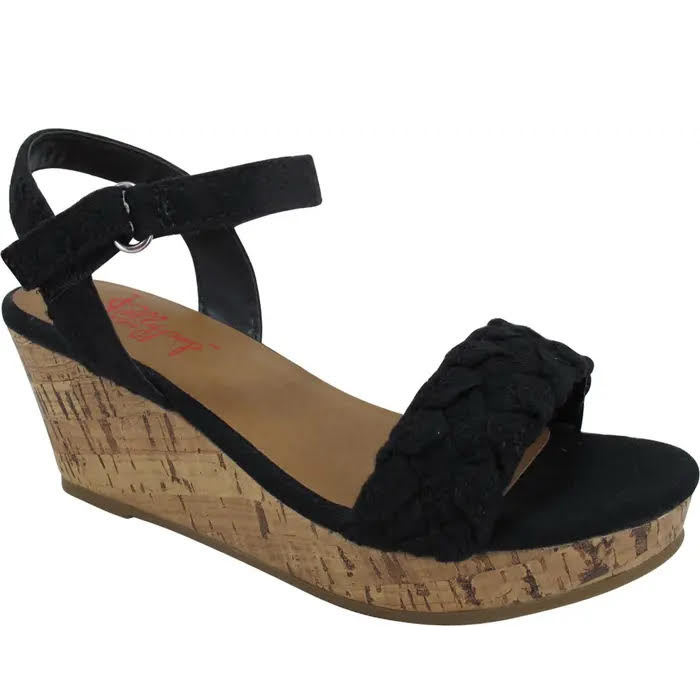 FORTELL Wedge Sandals - BLACK EYELET SALE